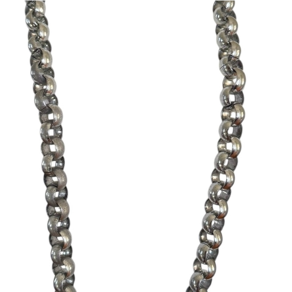 Long Silver Chunky Chain Statement Necklace – Goth Gothcore Grunge Style - Picture 4 of 6